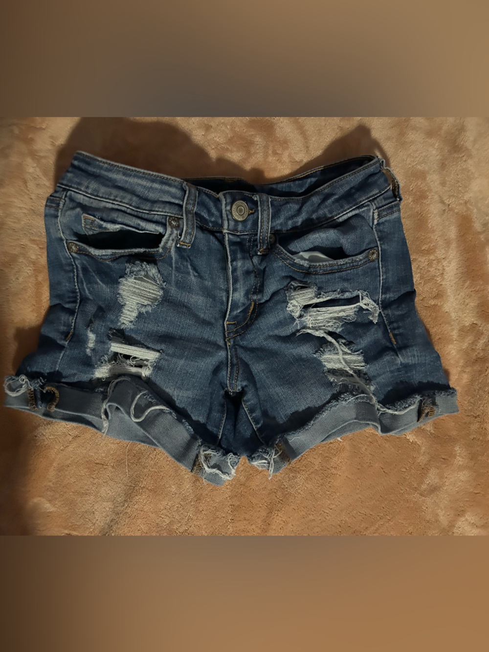 Women's Distressed Dark Blue Denim Cutoff Shorts